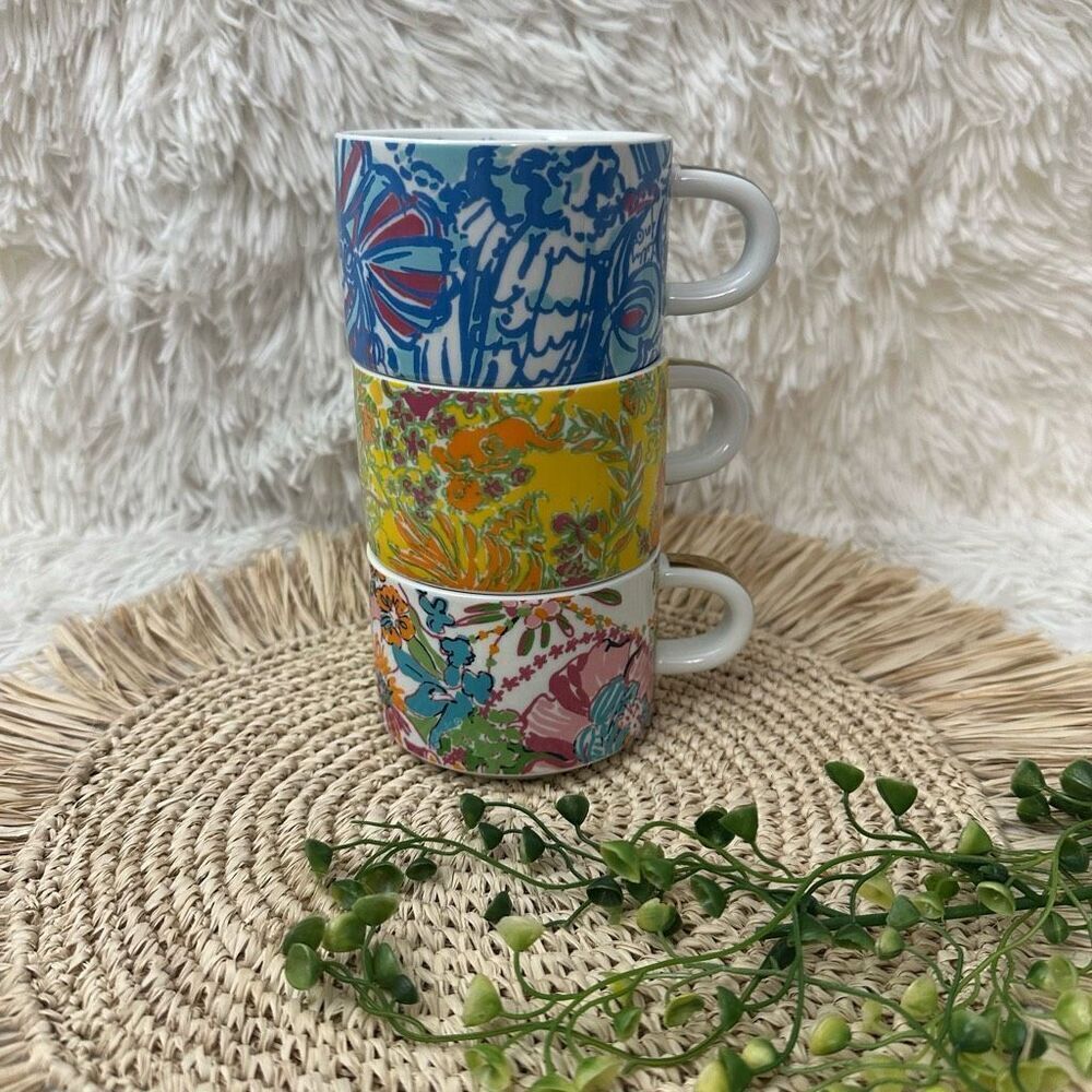 Lilly Pulitzer x Target 3 piece Stacking Porcelain Coffee Tea‎ Mugs